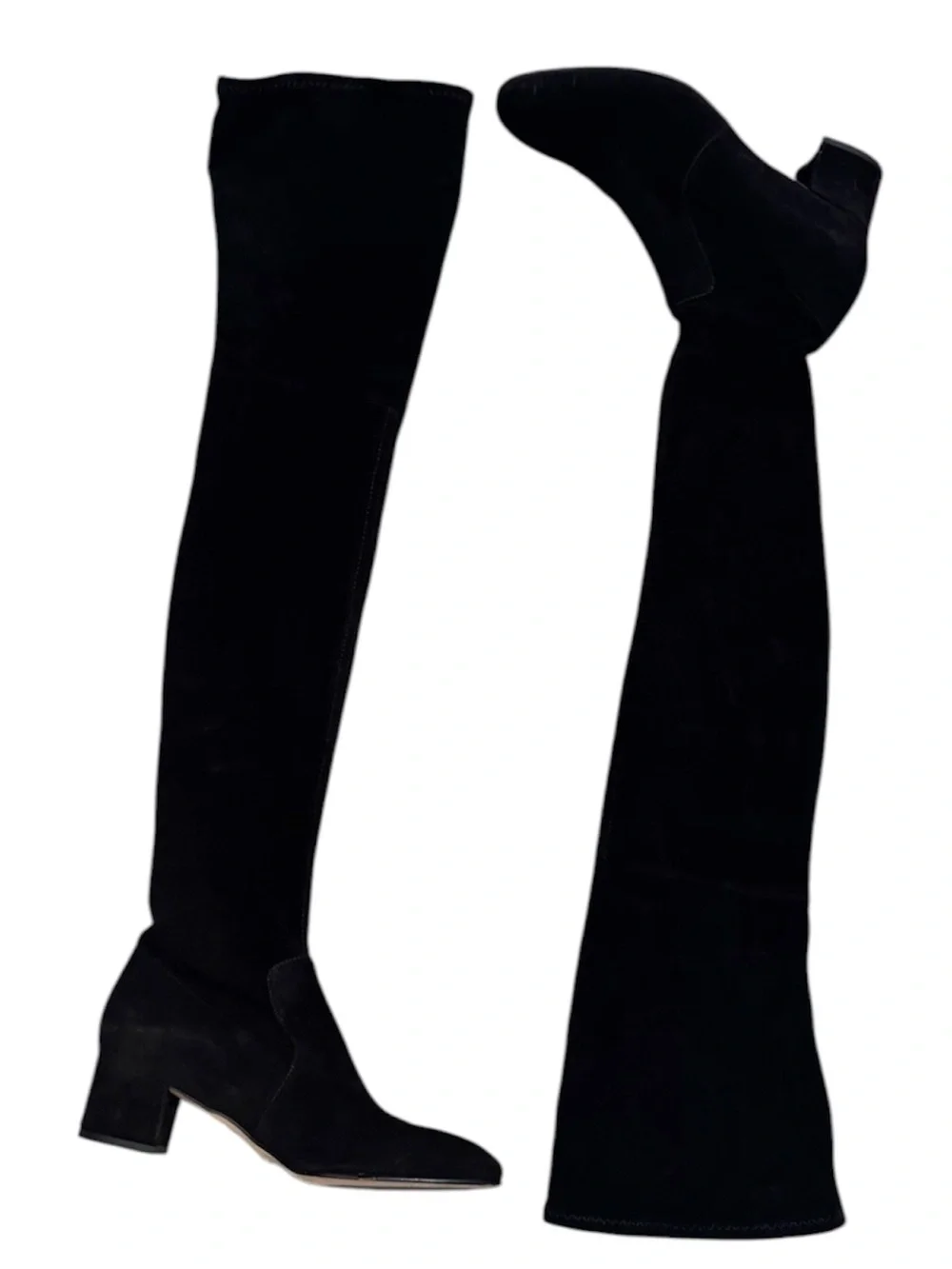 Parallèle Paris France Black Marguerite Suede Over Knee Boots US 6.5 UK 4.5 Luxe